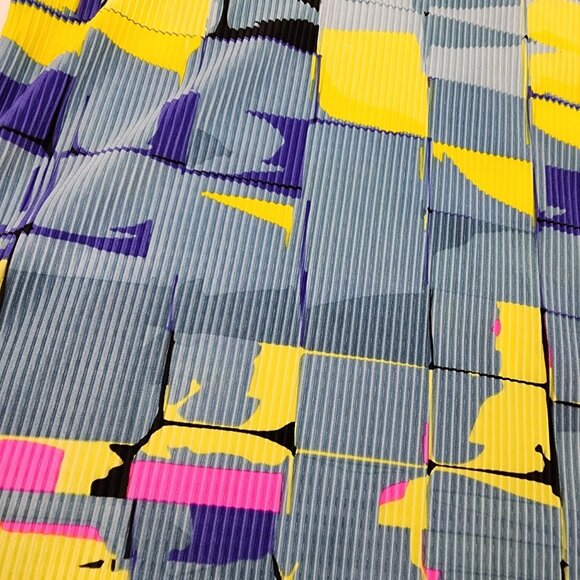 Jamie Sadock Womens Size M Blue Abstract Sleeveless Zip Polo Top Accordion - Picture 2 of 6